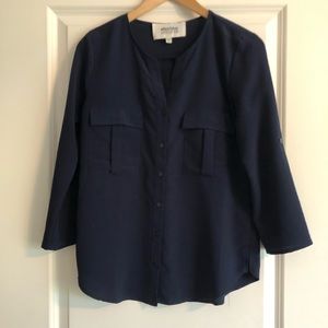 Alice blue front pocket button front blouse